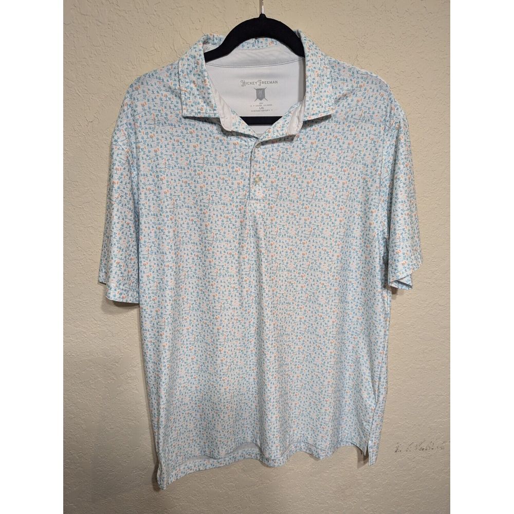Hickey Freeman Light Blue Micro Floral Polo